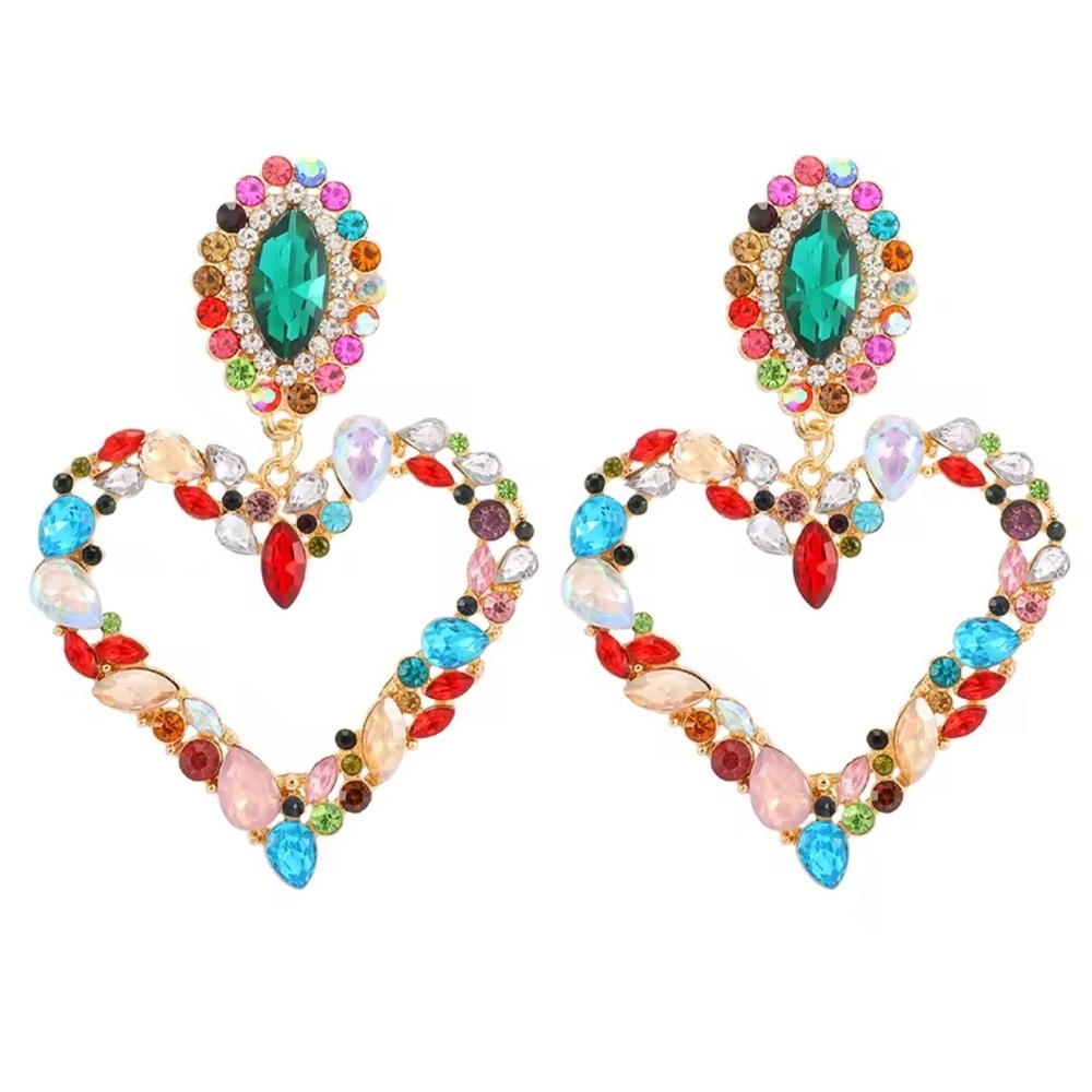 Multicolor Gemstone Statement Earrings - image 1